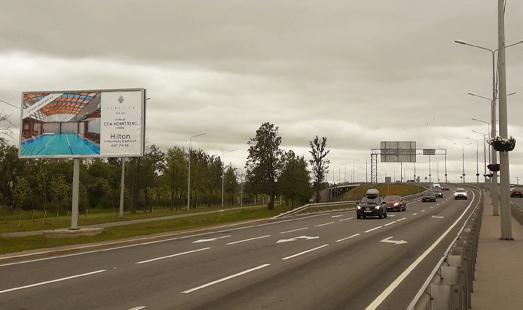 реклама на щите на Петербургском шоссе, 150 м до перекрестка с Витебским пр-том