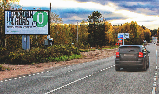 Билборд на КПП Брусничное, Сайменский канал, 9 км 700 м от Выборга, КПП Брусничное, сторона Б