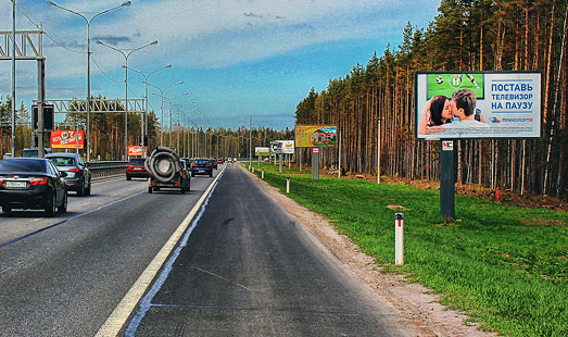 Щит на Новоприозерском шоссе, 6 км 220 м, cторона А - из СПб