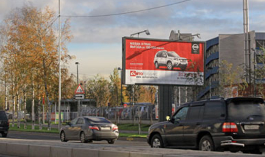 Щит на Приморском шоссе, автосалон Омега Премиум Jaguar (АЗС Neste), cторона А