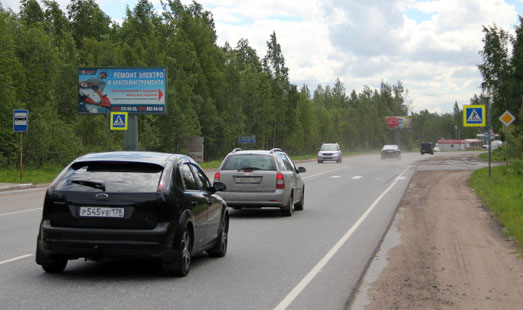 Билборд на Токсовском шоссе, 4 км 620 м, cторона Б - в СПб