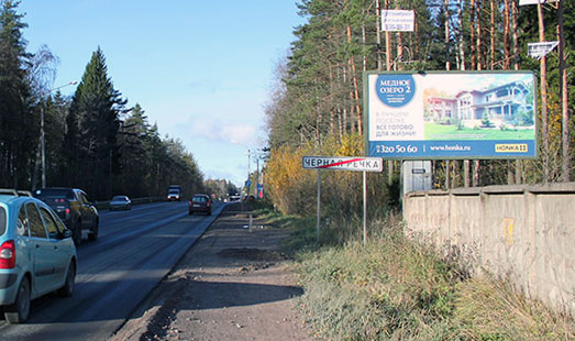 Щит на Выборгском шоссе, 32 км 667 м, cторона А - из СПб