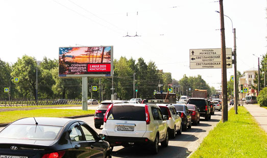 реклама на цифровом билборде на пр. Тихорецкий 21 / Светлановский пр.; cторона А2 (в центр)
