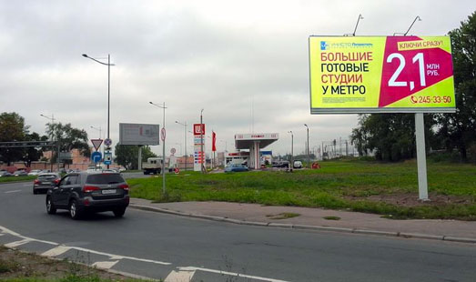 Реклама на цифровом билборде на Витебском пр., д. 10, Благодатная ул.; cторона А