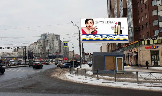 Реклама на цифровом билборде на Коломяжском пр., д. 15, корп. 2, Богатырский пр.; cторона А