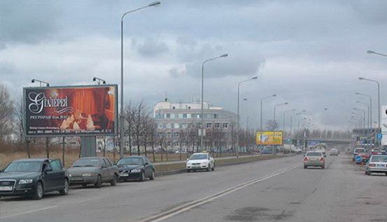 реклама на подъезде к аэропорту Пулково-2, Стартовая ул., напротив салона Авиамоторс. № 30.2 сторона В