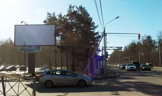 Билборд на Выборгском шоссе, поворот на ул. Ларина, в СПб, сторона Б