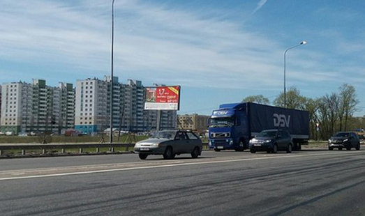 Билборд на Московском шоссе; 670 м до поворота на Пушкин (на Колпинское ш.), у стройбазы «Петрович», сторона Б