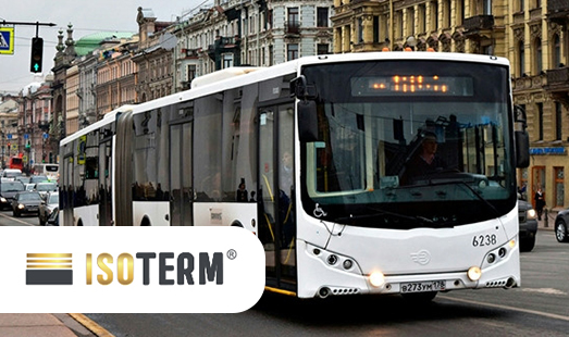 Рекламная кампания ISOTERM в автобусах в Санкт-Петербурге
