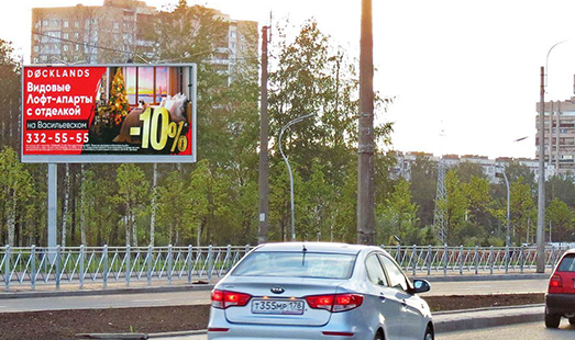 Билборд на Луначарского пр. 112, напротив / Лужская ул.; cторона Б