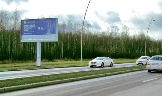 Щит на Пулковском ш., дорога из Пулково-1, до ш. 850 м; cторона Б
