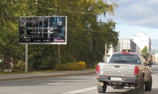 Реклама на щите в Санкт-Петербурге на Ждановская ул. 13, напротив / стадион СКА; cторона Б