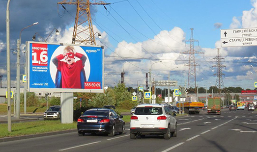 Билборд на Оптиков ул. / Стародеревенская ул. 14; cторона А2 (в центр)