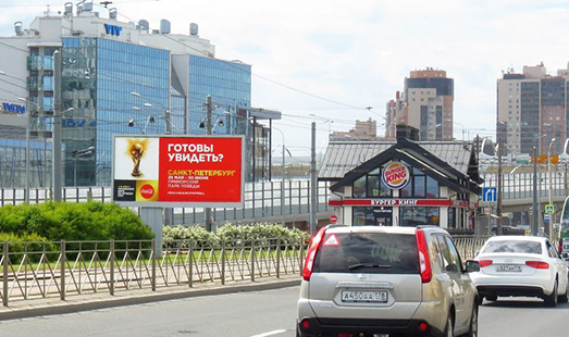 Билборд на Савушкина ул. 107 к.1, напротив ; cторона А2 (из центра)