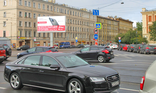 реклама на цифровом билборде на Б. Сампсониевском пр., д. 18, лит. В / Боткинская ул. / из центра