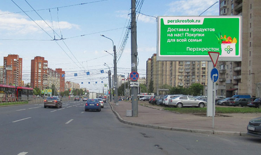 реклама на цифровом билборде на ул. Коллонтай, д. 21, корп. 1 / Большевиков пр.
