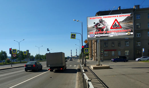 Реклама на цифровом билборде на Малоохтинском пр., д. 98, Таллинская ул.; cторона А