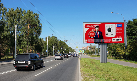 реклама на цифровом билборде на Светлановском пр., д. 47, ул. Жака Дюкло