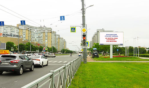 реклама на цифровом билборде на пр. Славы / Пражская ул., напротив; cторона А