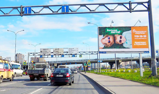 Реклама на цифровом билборде на Витебском проспекте, напротив д. 101, к. 3; Дунайский проспект; виадук; cторона А (в центр)