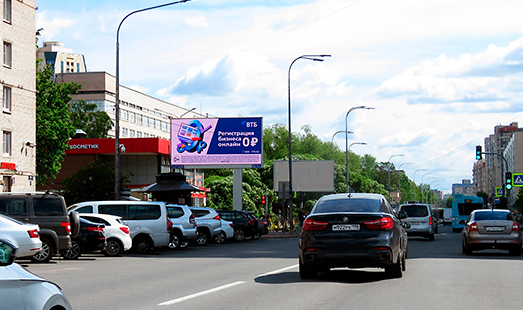 реклама на цифровом билборде на Звёздной улице, д. 8; Пулковская улица; ст. м. Звёздная; cторона Б (от улицы Ленсовета)