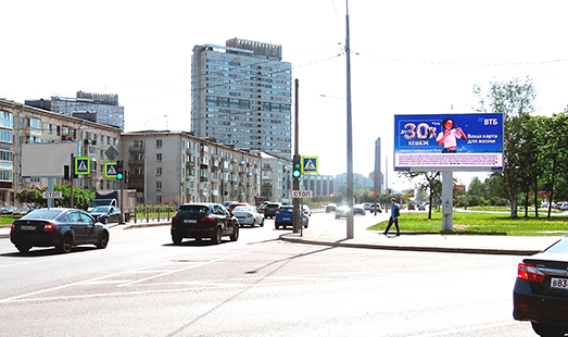 реклама на цифровом билборде на Краснопутиловской улице, напротив д. 98; Варшавская улица; cторона А (к площади Победы)