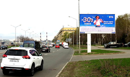 Реклама на цифровом билборде на Малоохтинском проспекте; Заневский парк; cторона А (к мосту Александра Невского)