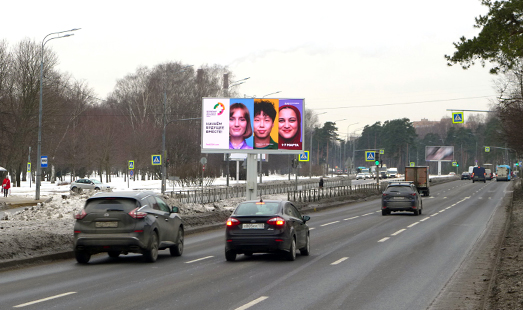 Реклама на цифровом билборде в Санкт-Петербурге на проспекте Непокорённых; Амурская улица, д. 2; cторона А2 (от Пискаревского проспекта)