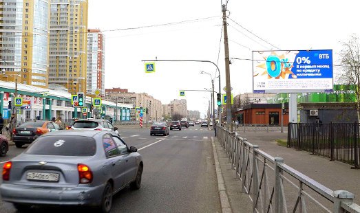 Реклама на цифровом билборде на проспекте Просвещения, д. 62; улица Руднева; cторона А (к Выборгскому шоссе)