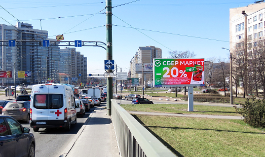 реклама на цифровом билборде на проспекте Славы, д. 60; Невский путепровод; cторона А (к Софийской улице)