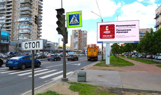 Реклама на цифровом билборде в Санкт-Петербурге на Ленинском пр-те, 124; cторона А (от Московского пр-та)