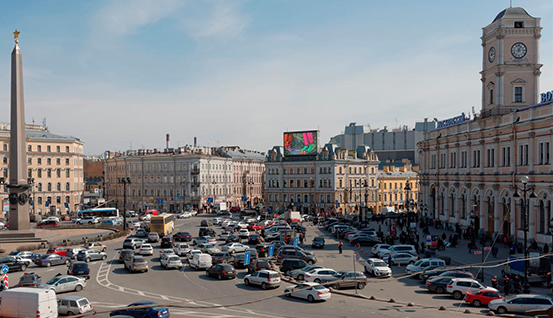реклама на видеоэкране на площади Восстания (пересечение Невского проспекта, д.87 и Лиговского проспекта)