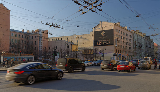реклама на видеоэкране на пересечении Каменноостровского проспекта, 38 и Большого проспекта